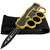 Automatic Alter Ego Out the Front Trench Style Knife OTF Knuckle Double Edge Blade Gold & Black Handle