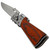 Long Road Sheesham Wood Handle Scales Drop Point Stainless Steel Automatic Switchblade w/ Safety Lock & Flashlight