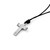 Damascus Steel Cross Pendant Necklace w/ Adjustable Leather Cord