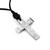 Damascus Steel Cross Pendant Necklace w/ Adjustable Leather Cord