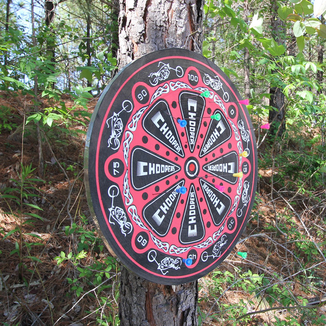 Biker Choppers Red Throwing Knife Target Dart Board