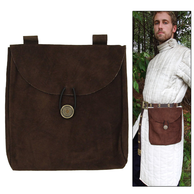 Medieval Renaissance Leather Brown Suede Pouch Large Medieval Renaissance Leather Brown Suede Pouch Large
