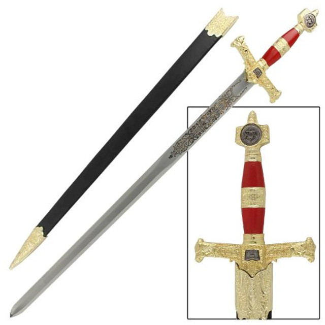King Solomon Medieval Crusader Replica Longsword - Red King Solomon Medieval Crusader Replica Longsword - Red