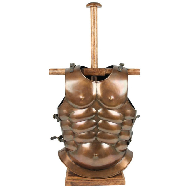 Armor Helmet & Breastplate Display Wooden Stand