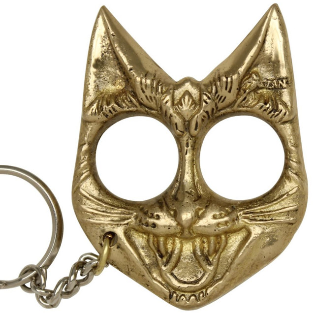 Self Defense Evil Cat Keychain Brass Self Defense Evil Cat Keychain Brass