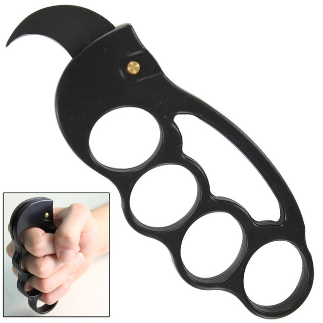 Knock Out Automatic Brass Knuckle Karambit Knife Knock Out Automatic Brass Knuckle Karambit Knife