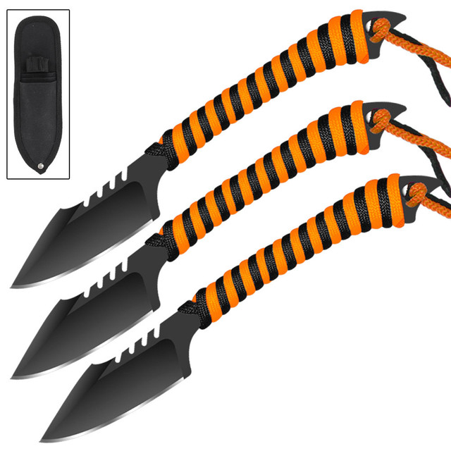 Ace Martial Arts Supply Ninja Stealth Black Throwing Knives with Nylon –