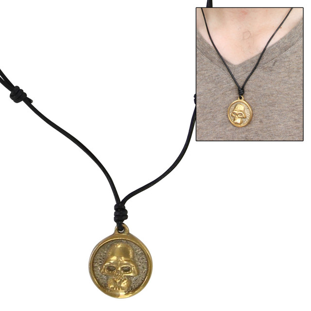 Somber Eternity Skull Brass Pendant Necklace