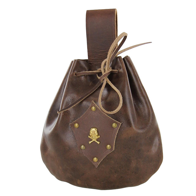 Leather Sea Captains Gentlemans Drawstring  Pouch