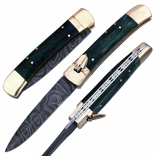 Auto Forbidden Country Damascus Knife Auto Forbidden Country Damascus Knife