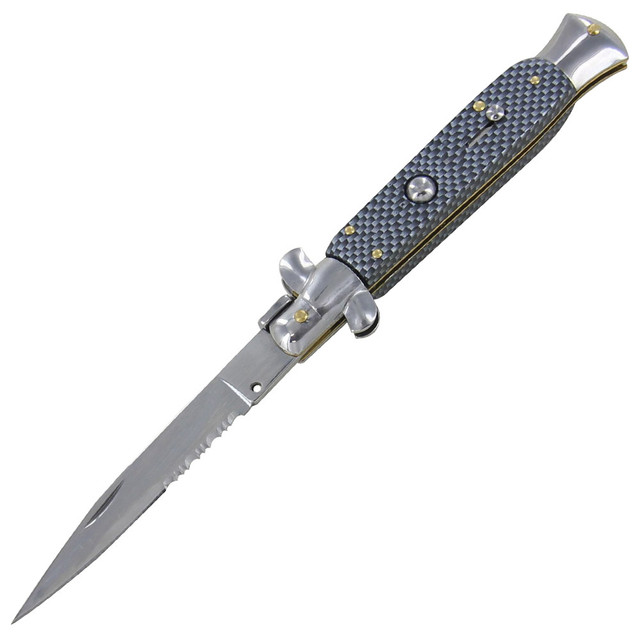 Italian Milano Partially Serrated Automatic Stiletto Knife