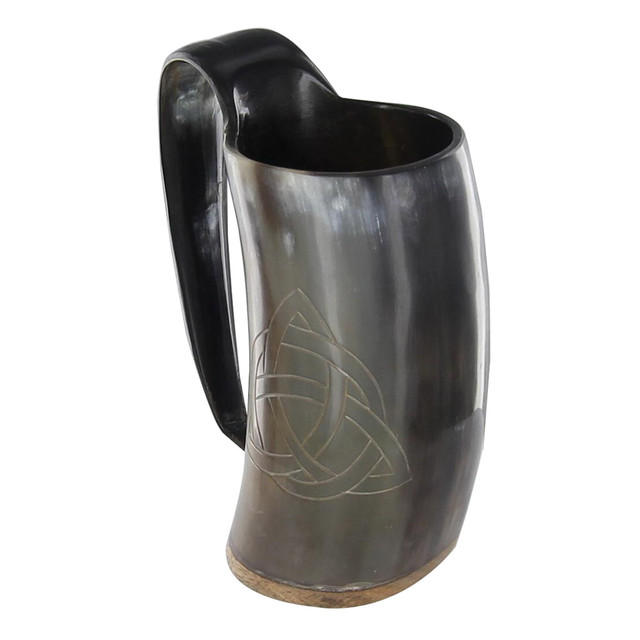 Norse Celtic Tankard Triquetra Trinity Knot Design Drinking Horn Mug Norse Celtic Tankard Triquetra Trinity Knot Design Drinking Horn Mug