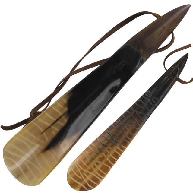 Wild Tribal Engraved Natural Horn Shoe Horn