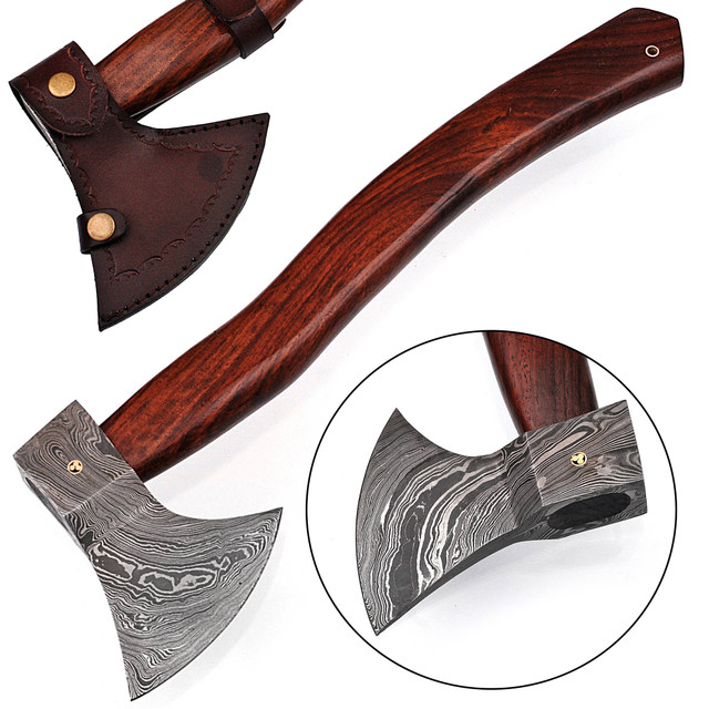 Icelander’s Saga Functional Exceptional Quality Damascus Steel Outdoor Axe