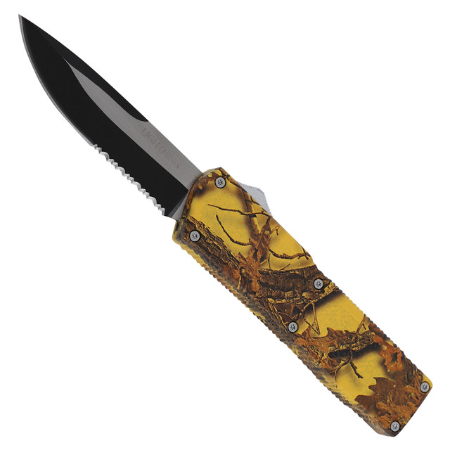 Real Tree Yellow Camouflage Lightning OTF Dual Action Knife