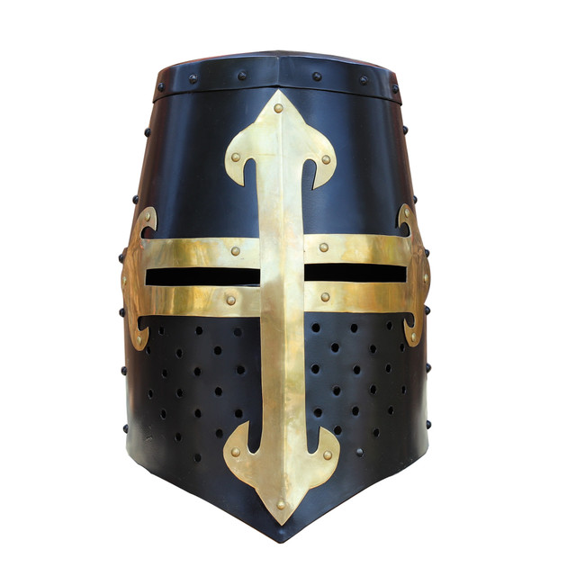 Knights Templar Brass Trimmed Crusader Practice Helmet Without Liner | Black |
