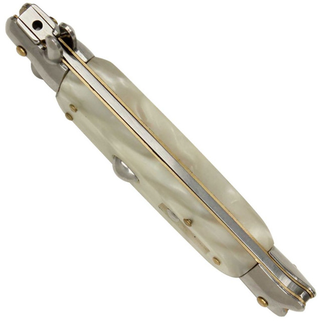 Automatic Italian Stiletto Pearl White Handle Switchblade Knife