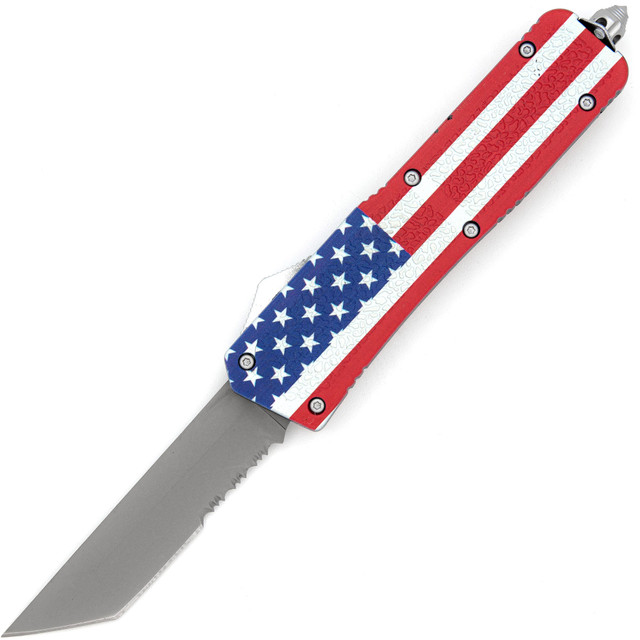 One Nation Automatic Tanto OTF Out the Front American Flag Finish Knife