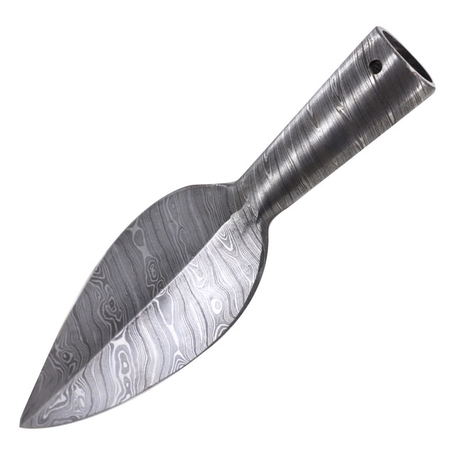 Viking Inspired Damascus Steel Leaf Shaped Spear Head Attachment