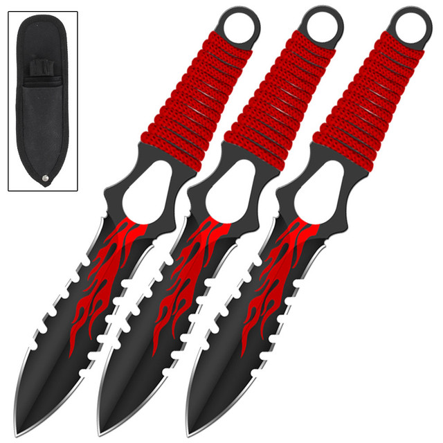 Ace Martial Arts Supply Ninja Stealth Black Throwing Knives with Nylon –