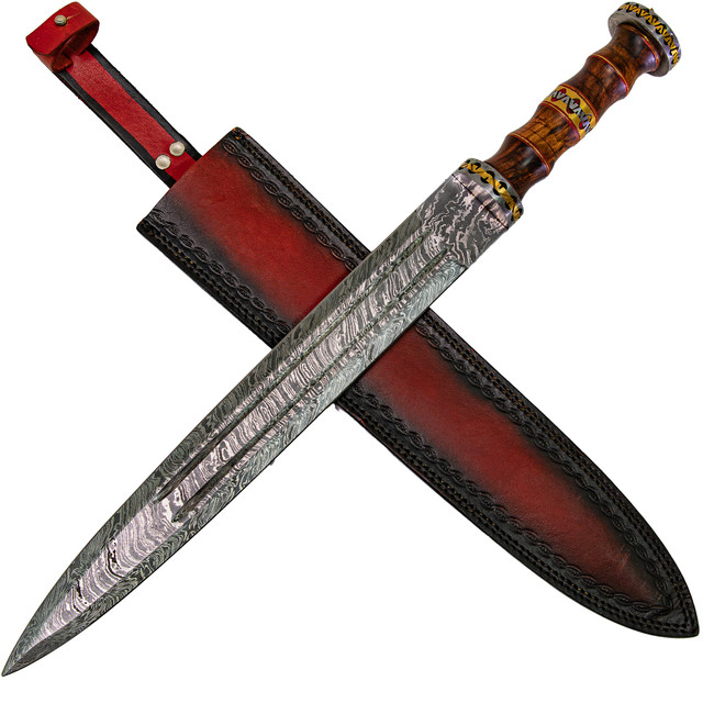 Ancient Conflict Gladius Style Medieval Roman Damascus Steel Short Sword Ancient Conflict Gladius Style Medieval Roman Damascus Steel Short Sword