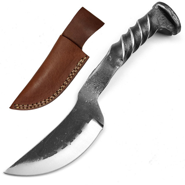 Sharp Arch High Carbon Steel Antiqued Finish Full Tang Twisted Handle Locomotive Railroad Spike Knife