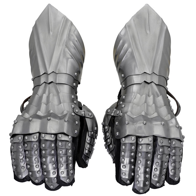 Ubiquitous Equipment Medieval 18G Steel Costume Renaissance Faire Gauntlets w/ Suede Gloves