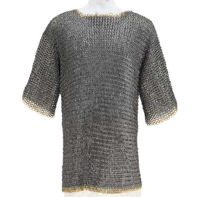 Refined Chainmail Half Shirt with Riveted Design and Superior Chest and Shoulder Coverage Refined Chainmail Half Shirt with Riveted Design and Superior Chest and Shoulder Coverage