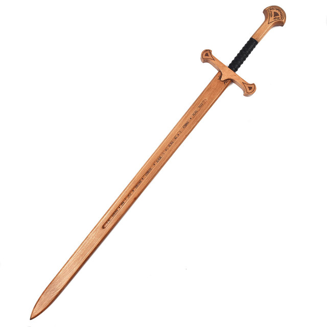 Handcrafted Wooden Practice Sword – Etched Medieval Training Longsword