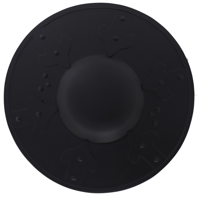 Black Steel Medieval Buckler Shield with Sun and Arrow Design – 16G Round Hand Shield