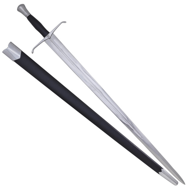 Battle Ready Medieval Double Edge Sword with Leather Scabbard