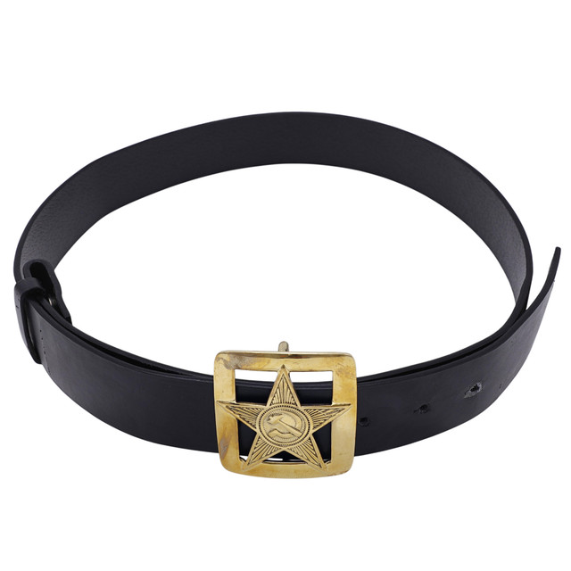 Antique Brass Star Belt Buckle with Square Frame Design