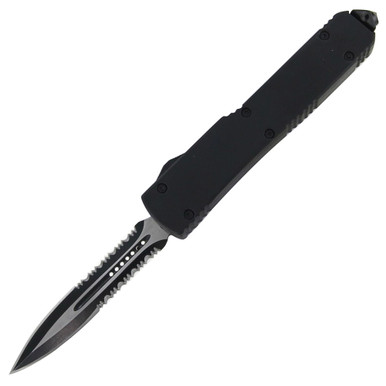 9 Dual Action Automatic OTF Knife Double Sided Spear Point Serrated B –  badseedknife.com-03c9