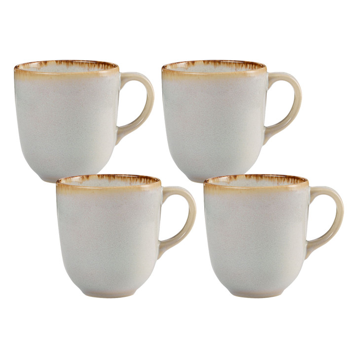 Reactive Glaze Cream Set of 4 Mugs, 400ml