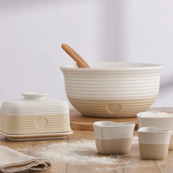 Rustic Charm Mason Cash butter dish and bowl