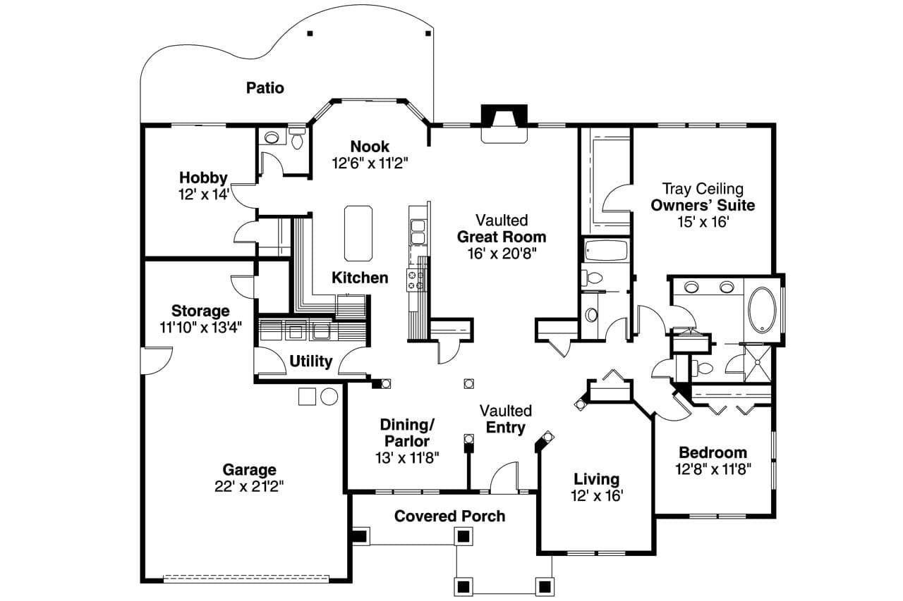 Traditional House Plan - Parkcrest 30-561 - 1st Floor Plan 