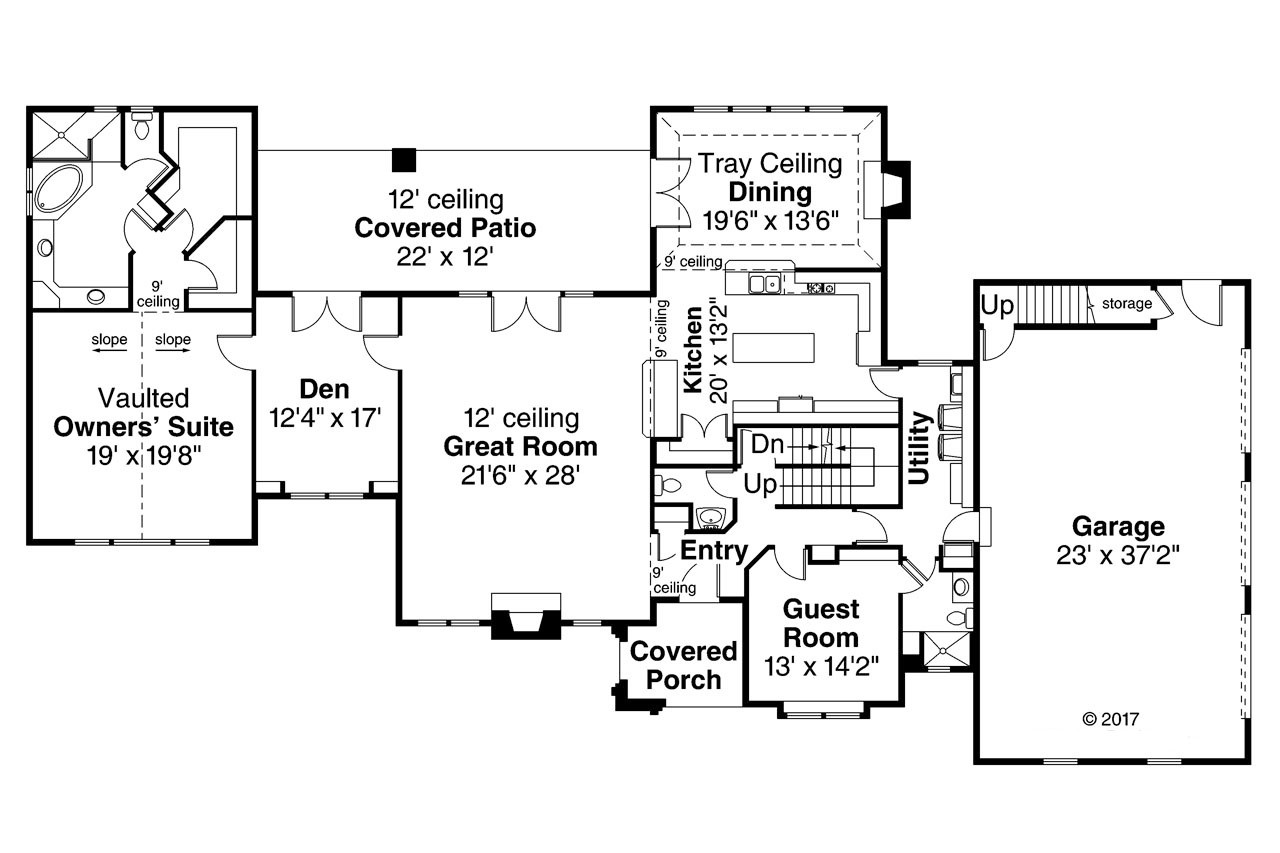 European House Plan - Pronghorn 30-917 - 1st Floor Plan 