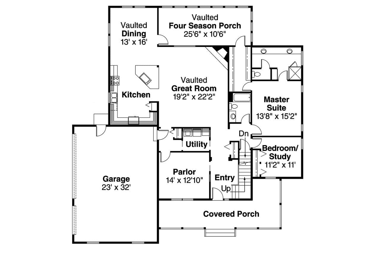 Country House Plan - Clayton 10-292 - 1st Floor Plan 