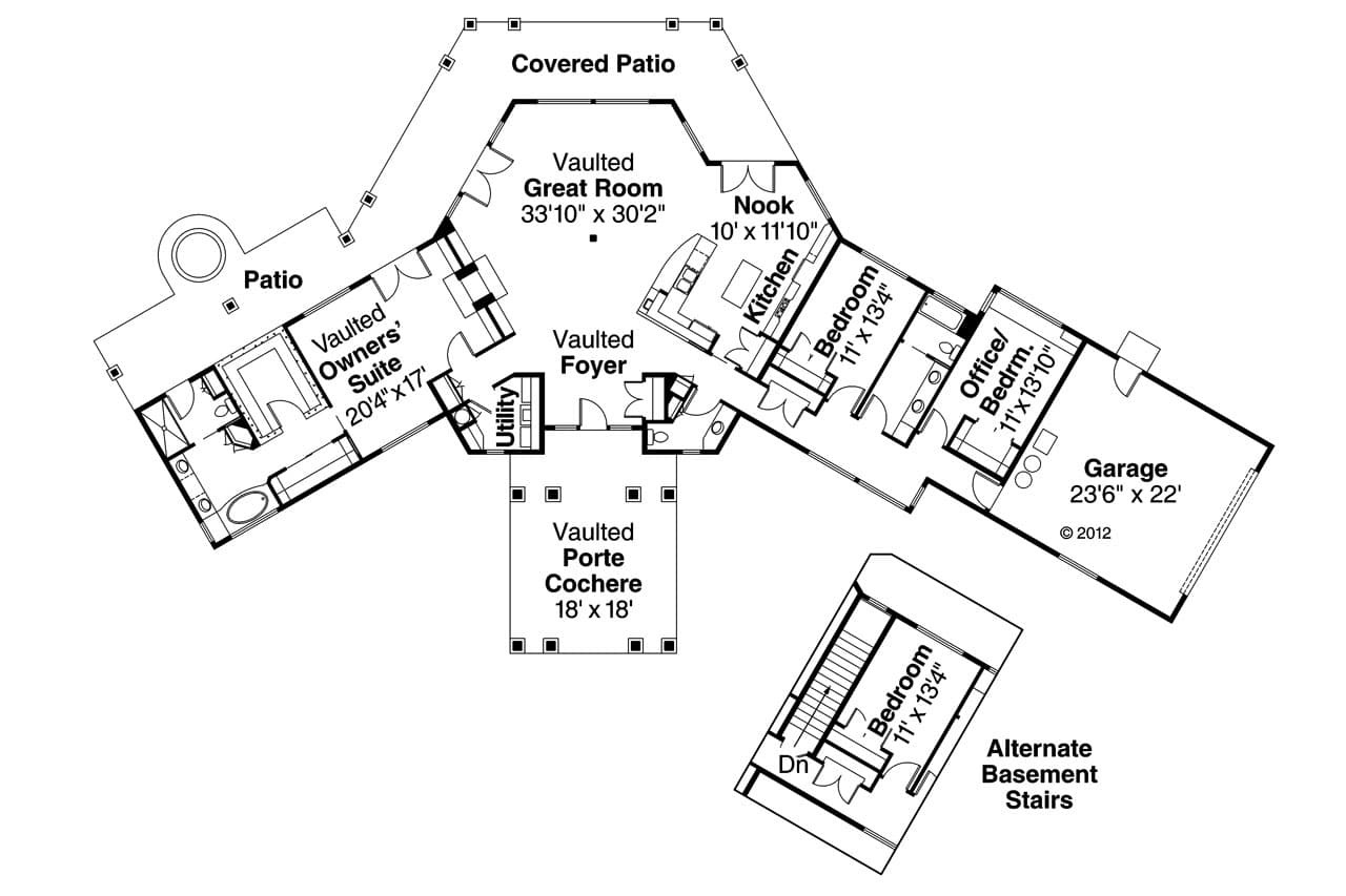 Mountain Rustic House Plan - Aberdeen 10-428 - 1st Floor Plan 