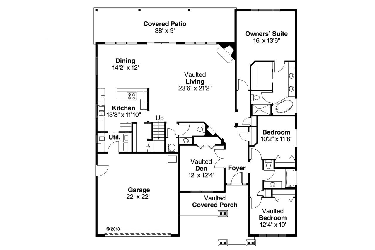 Craftsman House Plan - Sutherlin 30-812 - 1st Floor Plan 