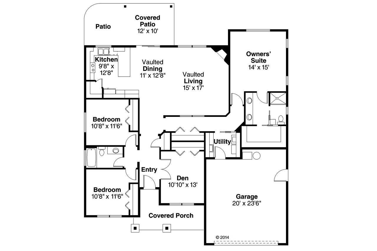 Prairie House Plan - Glenhaven 30-927 - 1st Floor Plan 