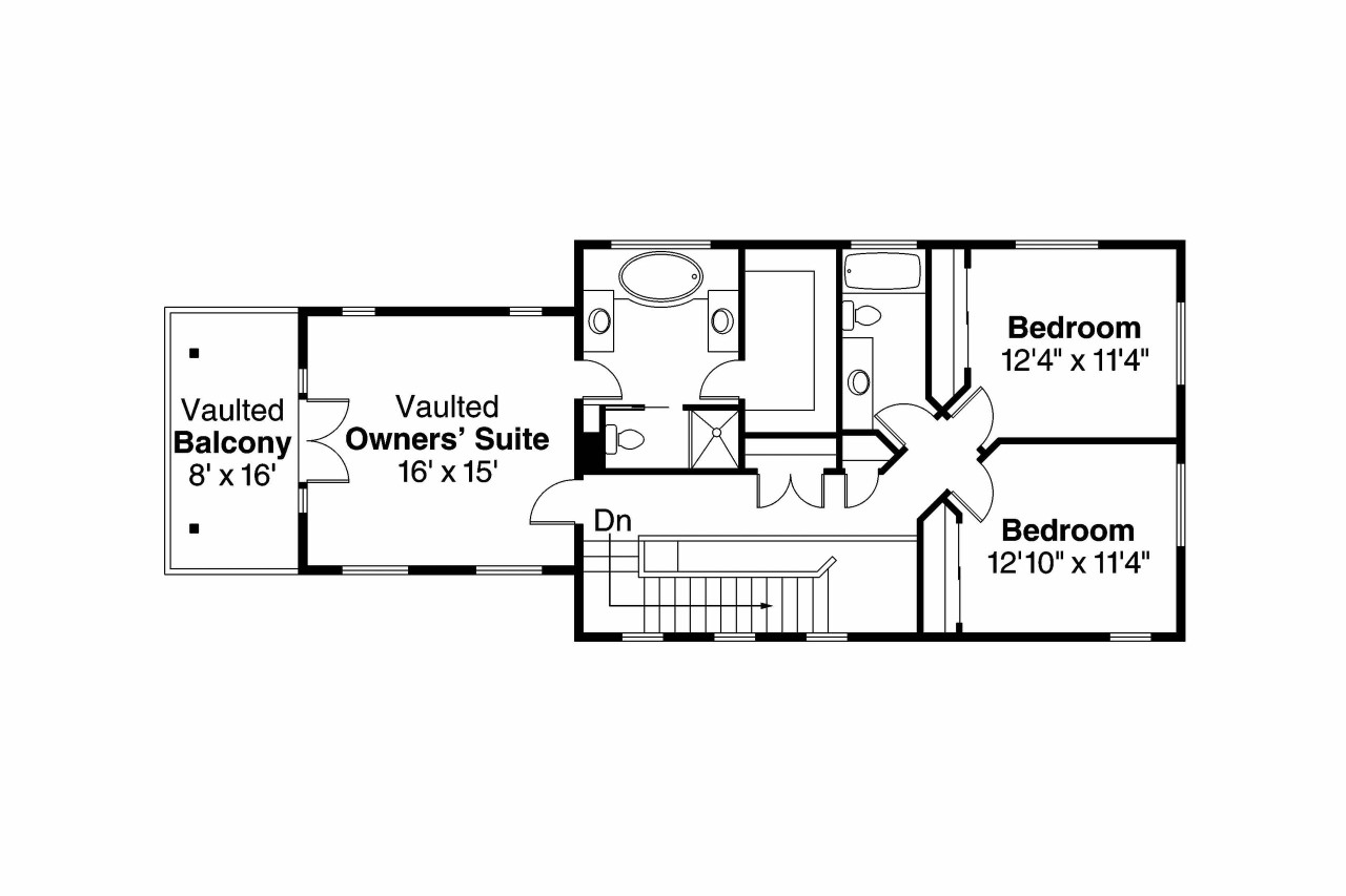 Secondary Image - Tudor House Plan - Walcott 30-166 - 2nd Floor Plan 