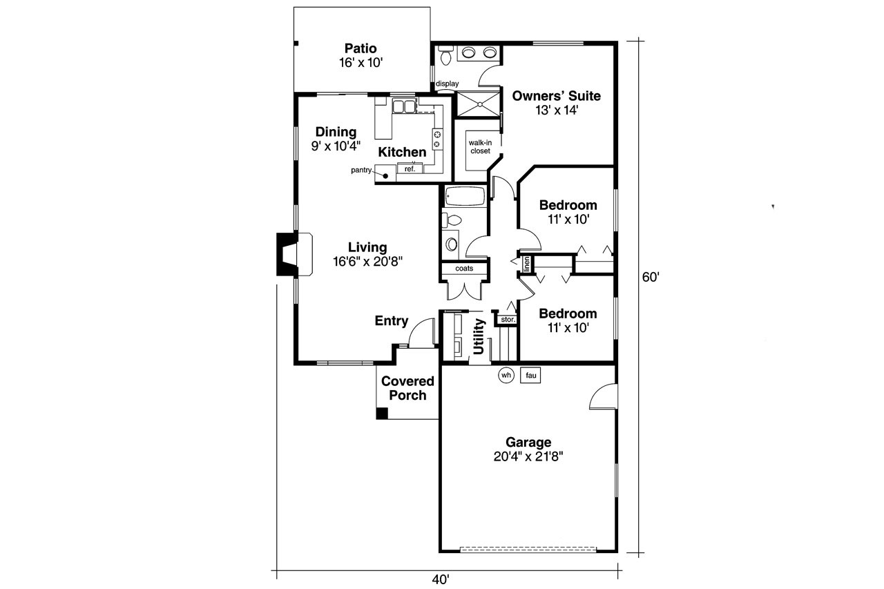 Traditional House Plan - Lorella 30-154 - 1st Floor Plan 