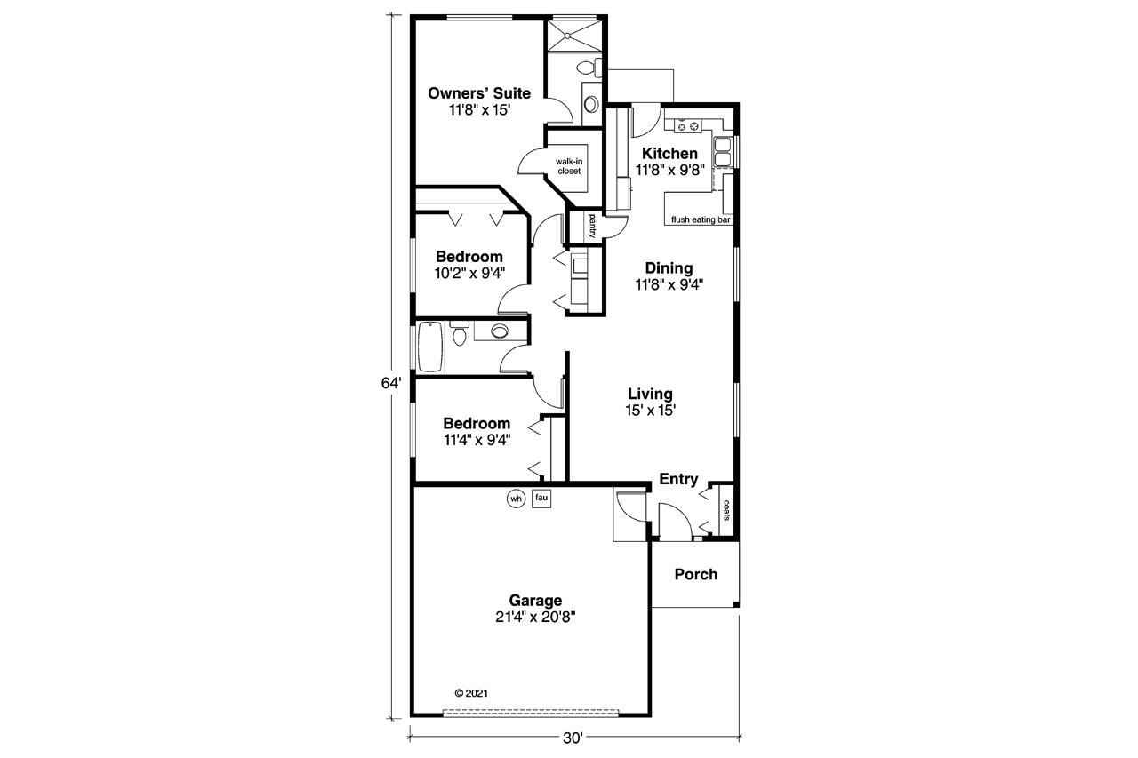 Ranch House Plan - Greer 30-484 - 1st Floor Plan 