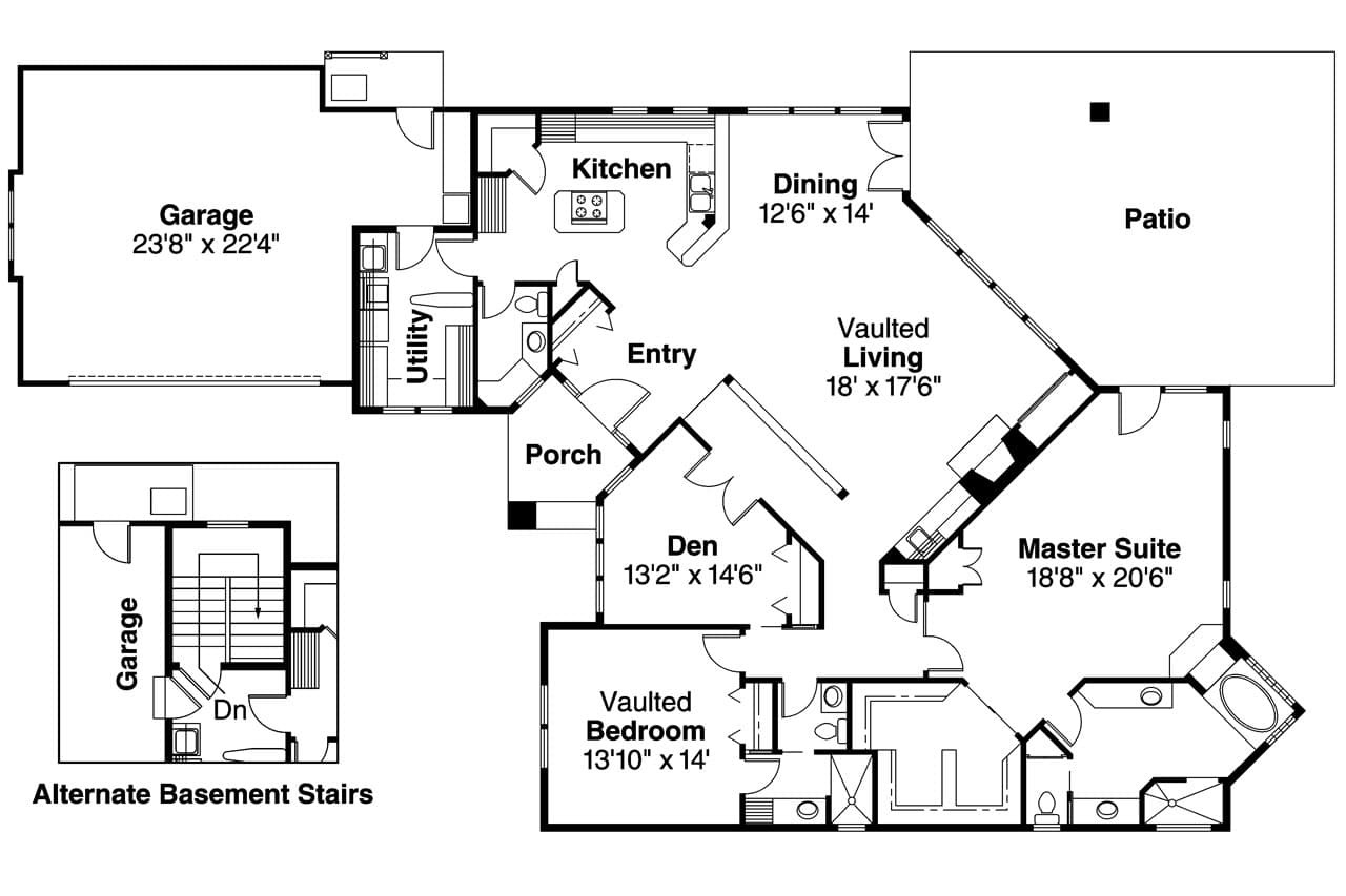 Contemporary House Plan - Norwich 30-175 - 1st Floor Plan 