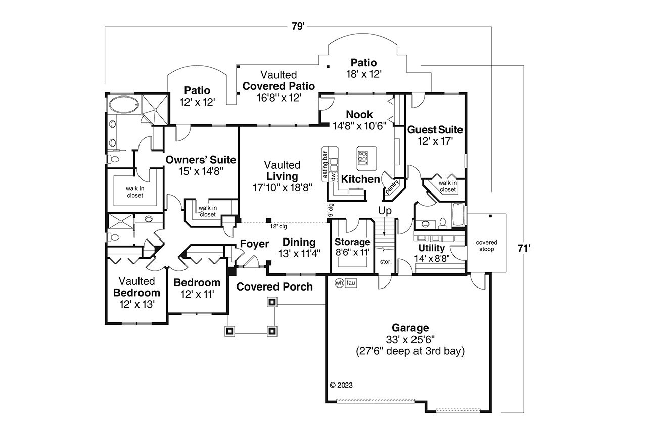 European House Plan - Landry 30-665 - 1st Floor Plan 