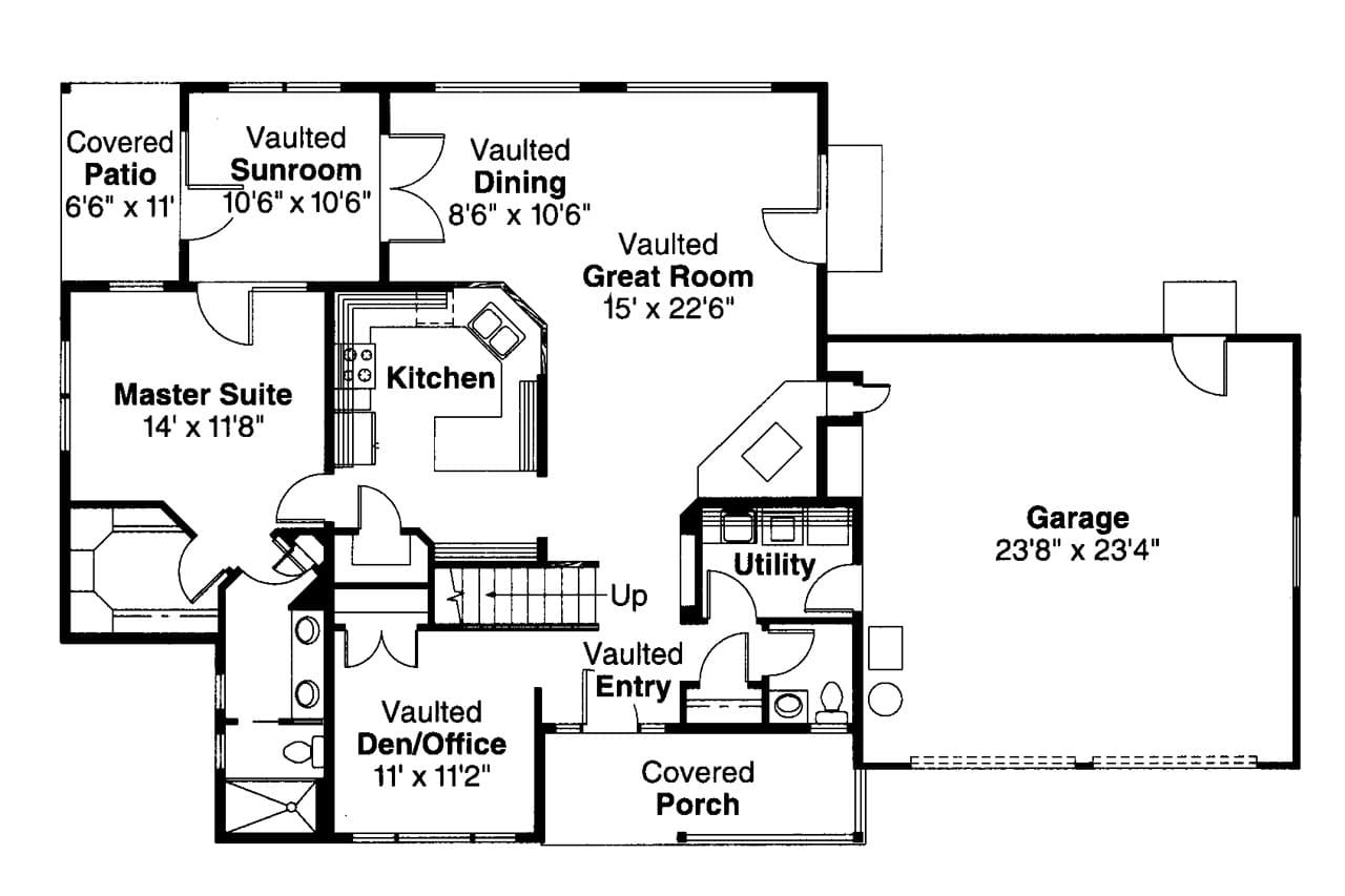 Country House Plan - Amsbury 30-124 - 1st Floor Plan 