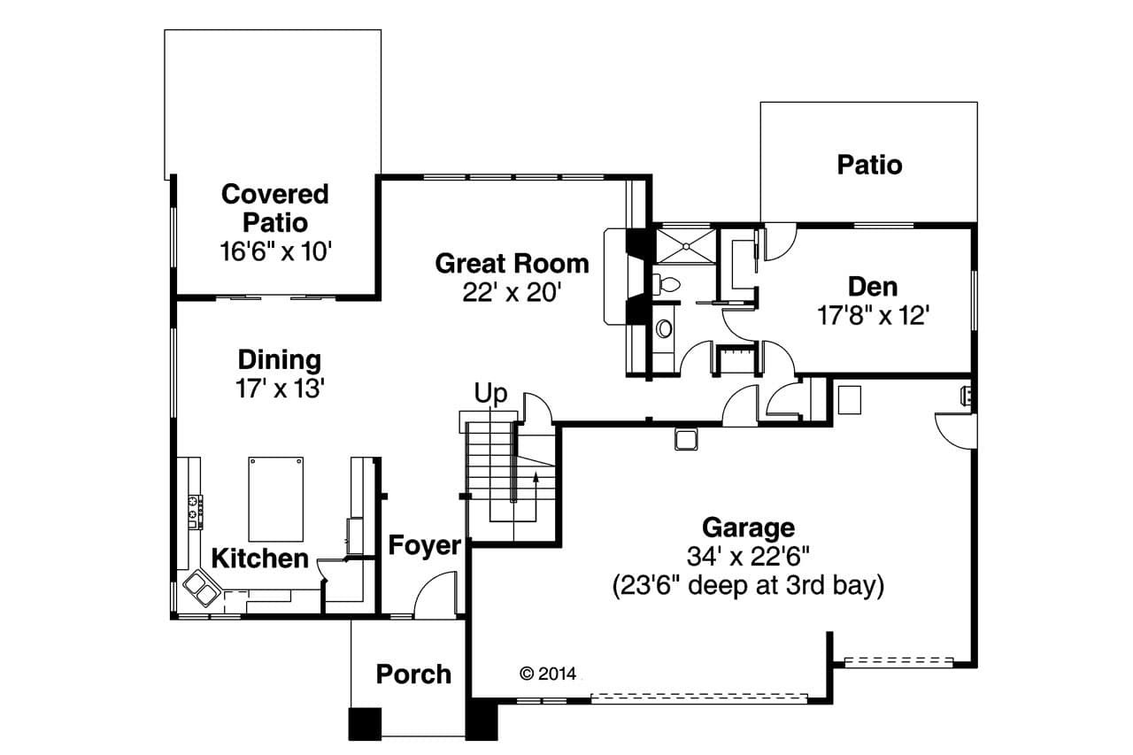 Prairie House Plan - Brookhill 30-963 - 1st Floor Plan 