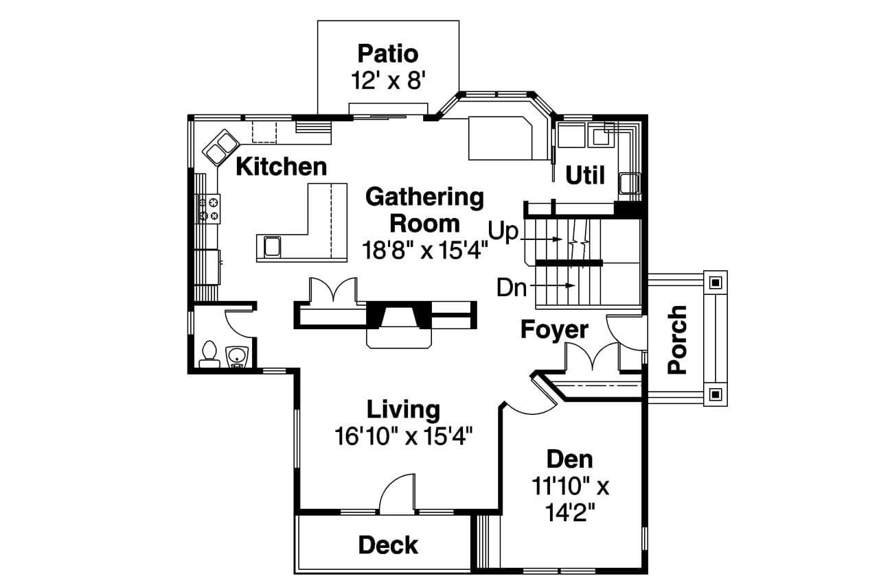 Craftsman House Plan - Ridgeview 30-496 - 1st Floor Plan 