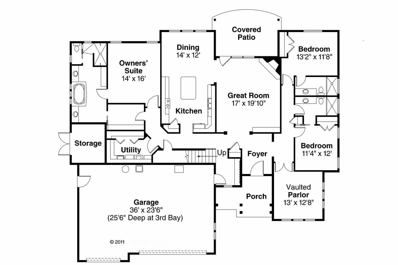 Cottage House Plan - Gladstone 30-786 - 1st Floor Plan 